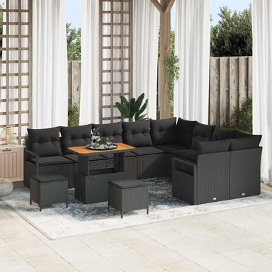 Tuin Sofa Set 12 st 11-Aantal zitplaatsen Zwart