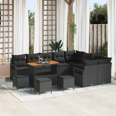 Tuin Sofa Set 13 st 12-Aantal zitplaatsen Zwart