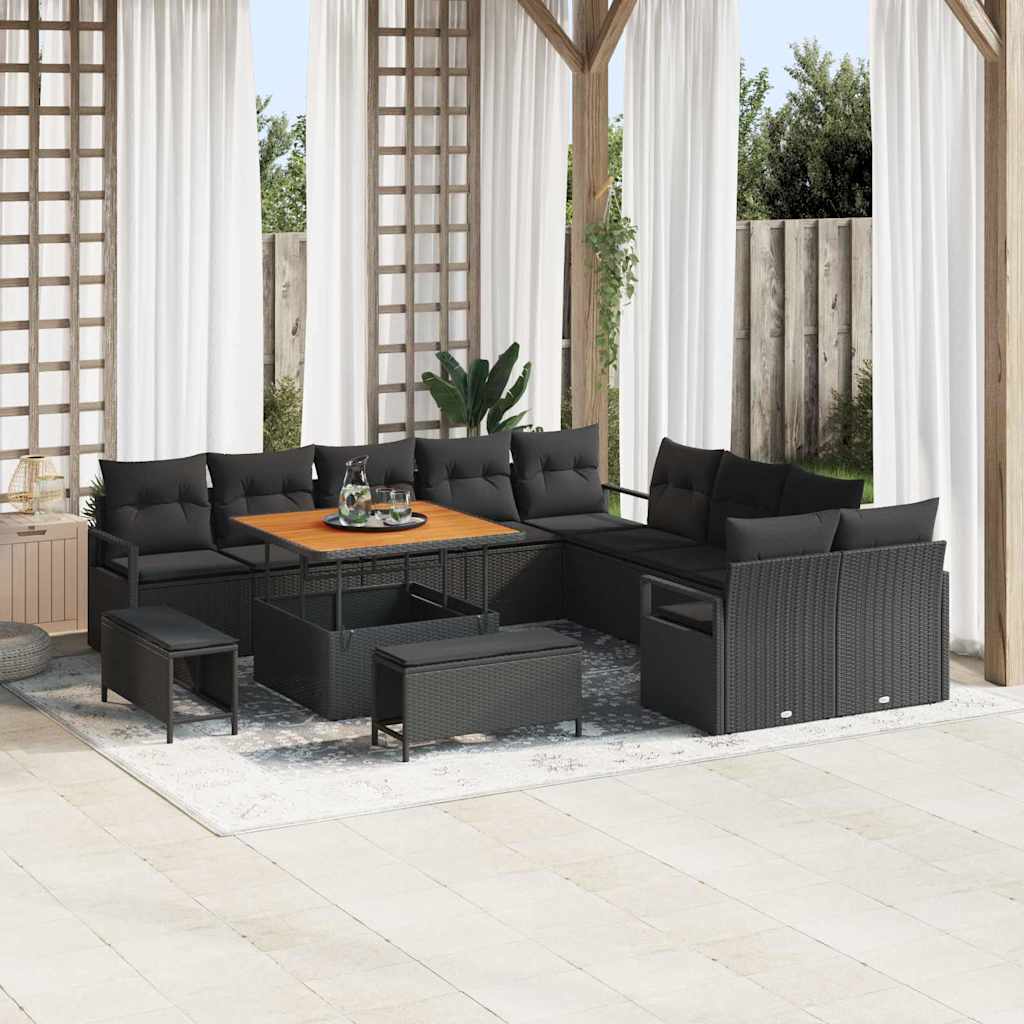 Tuin Sofa Set 13 st 12-Aantal zitplaatsen Zwart