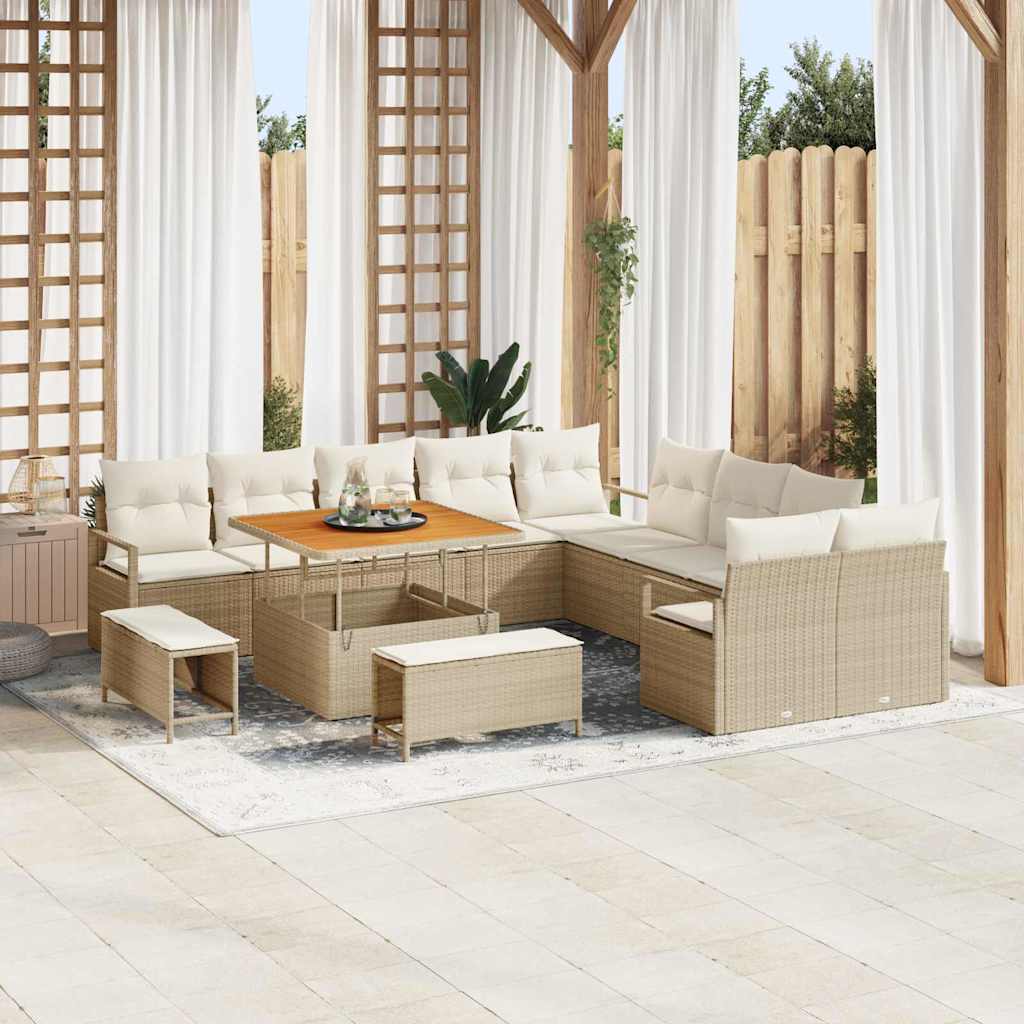 Tuin Sofa Set 13 st 12-Aantal zitplaatsen Beige en Crème