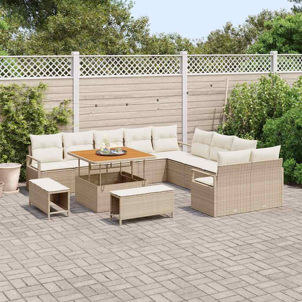 Tuin Sofa Set 13 st 12-Aantal zitplaatsen Beige en Crème