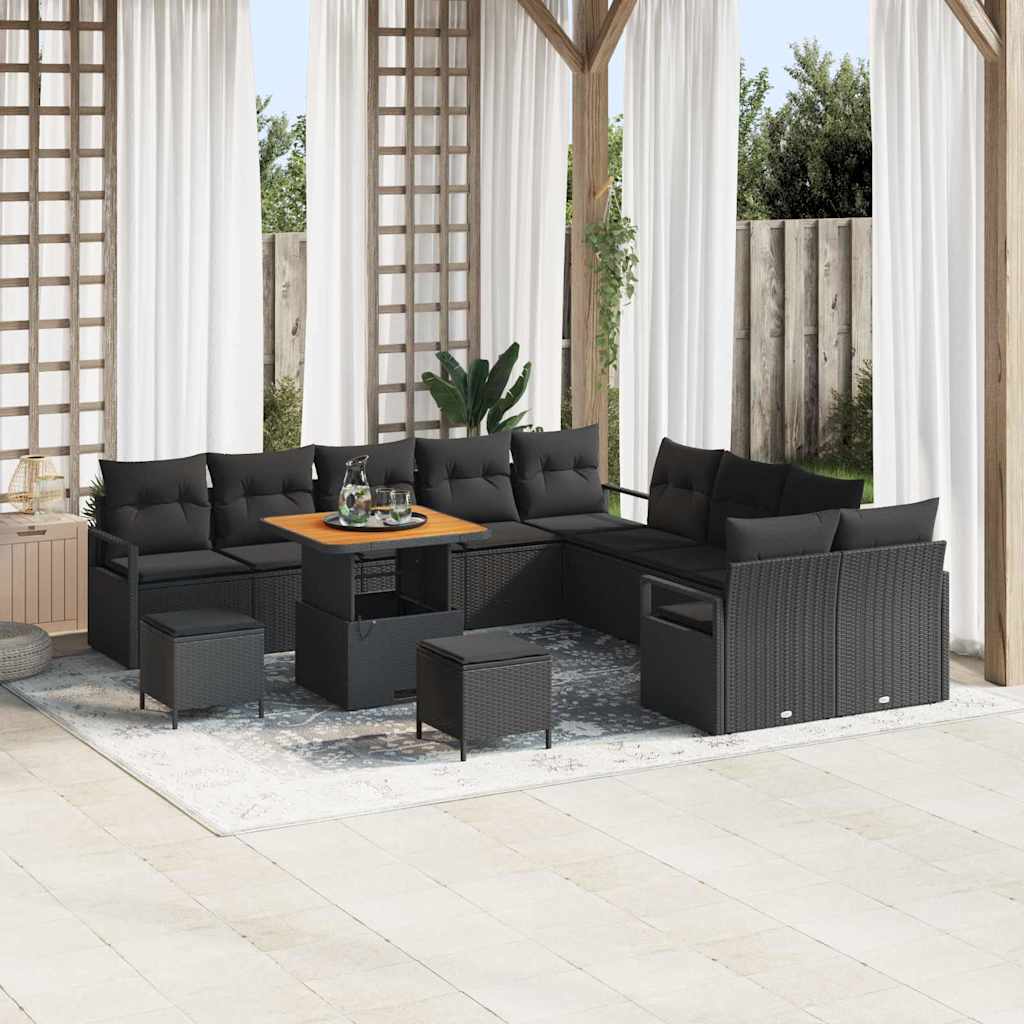 Tuin Sofa Set 13 st 12-Aantal zitplaatsen Zwart