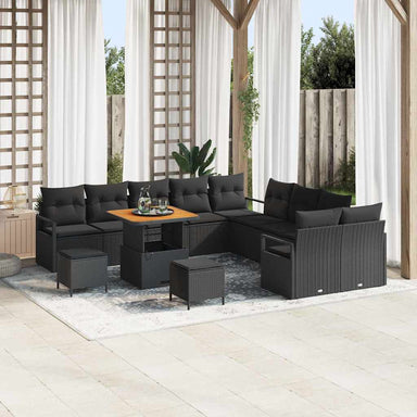 Tuin Sofa Set 13 st 12-Aantal zitplaatsen Zwart