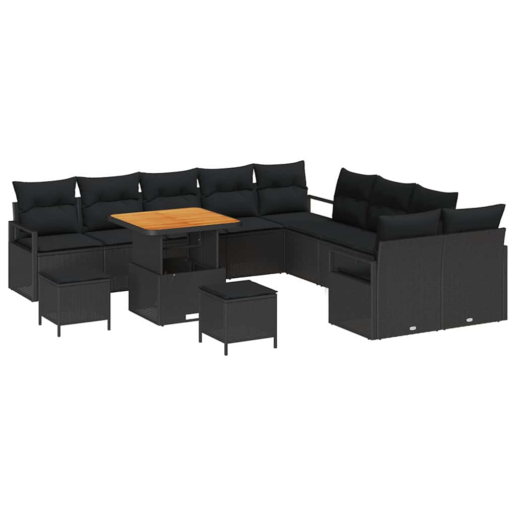 Tuin Sofa Set 13 st 12-Aantal zitplaatsen Zwart