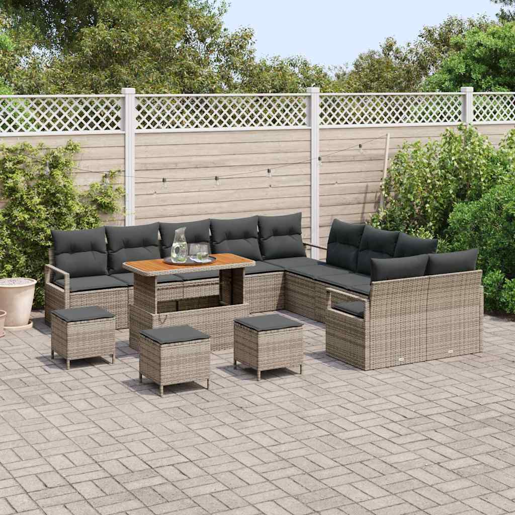 Tuin Sofa Set 14 st 13-Aantal zitplaatsen Grijs