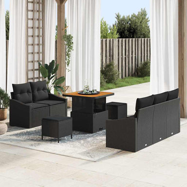 Tuin Sofa Set 8 st 7-Aantal zitplaatsen Zwart