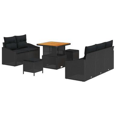 Tuin Sofa Set 8 st 7-Aantal zitplaatsen Zwart