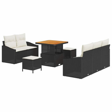 Tuin Sofa Set 8 st 7-Aantal zitplaatsen Zwart en Crème