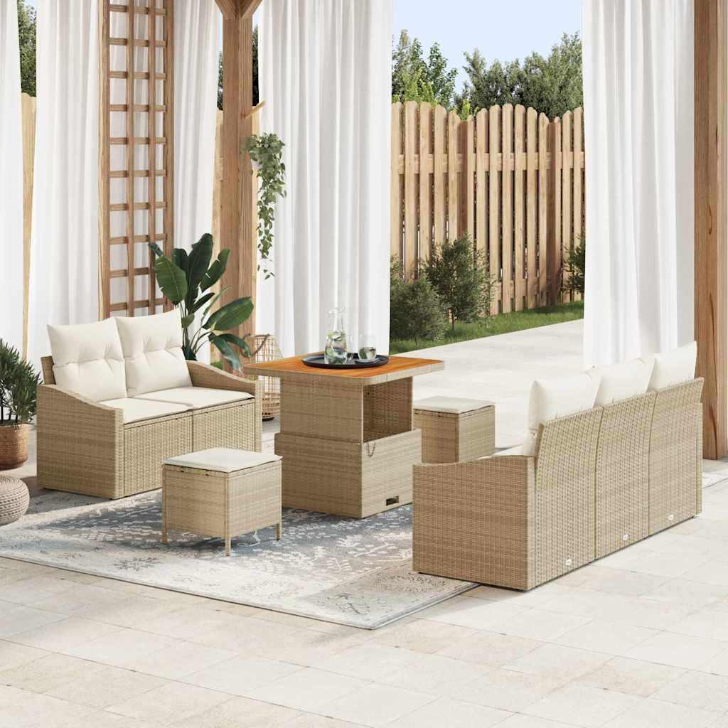 Tuin Sofa Set 8 st 7-Aantal zitplaatsen Beige en Crème