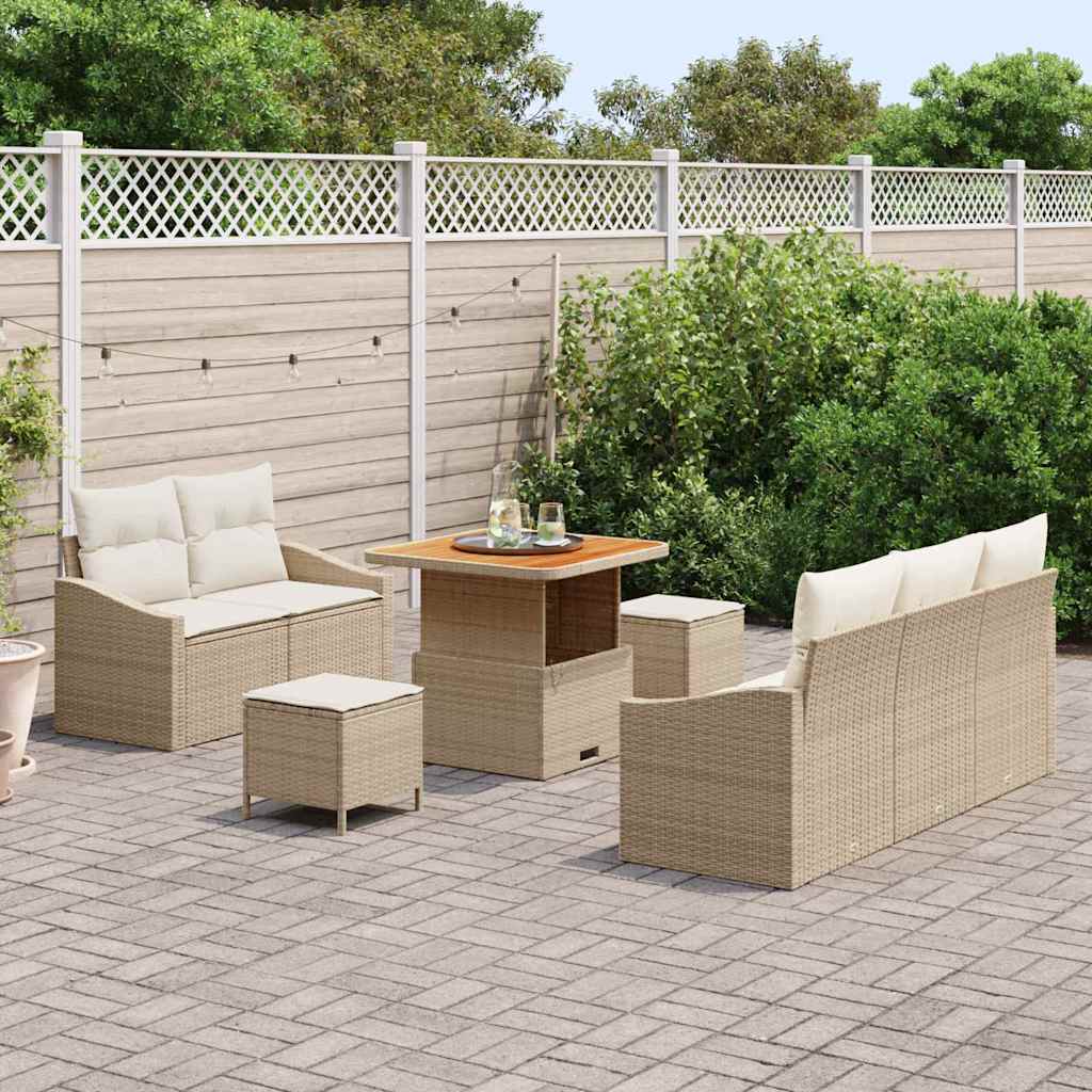 Tuin Sofa Set 8 st 7-Aantal zitplaatsen Beige en Crème