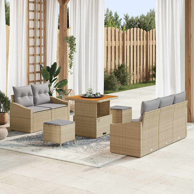 Tuin Sofa Set 8 st 7-Aantal zitplaatsen Beige en Licht Grijs