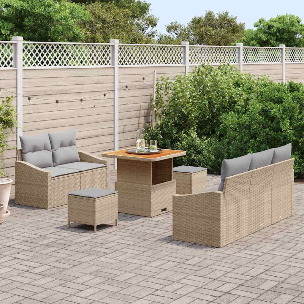 Tuin Sofa Set 8 st 7-Aantal zitplaatsen Beige en Licht Grijs