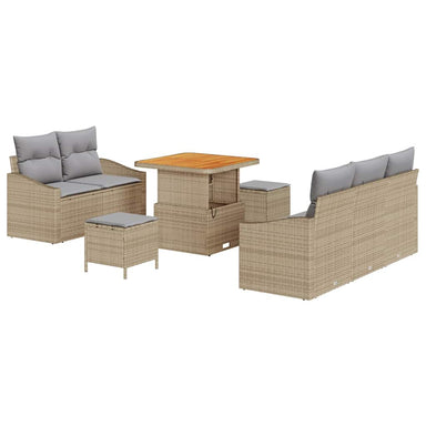Tuin Sofa Set 8 st 7-Aantal zitplaatsen Beige en Licht Grijs
