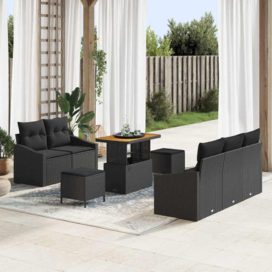 Tuin Sofa Set 8 st 7-Aantal zitplaatsen Zwart