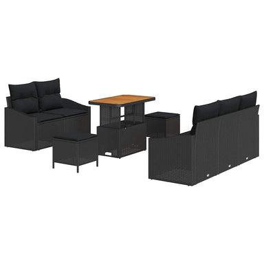 Tuin Sofa Set 8 st 7-Aantal zitplaatsen Zwart