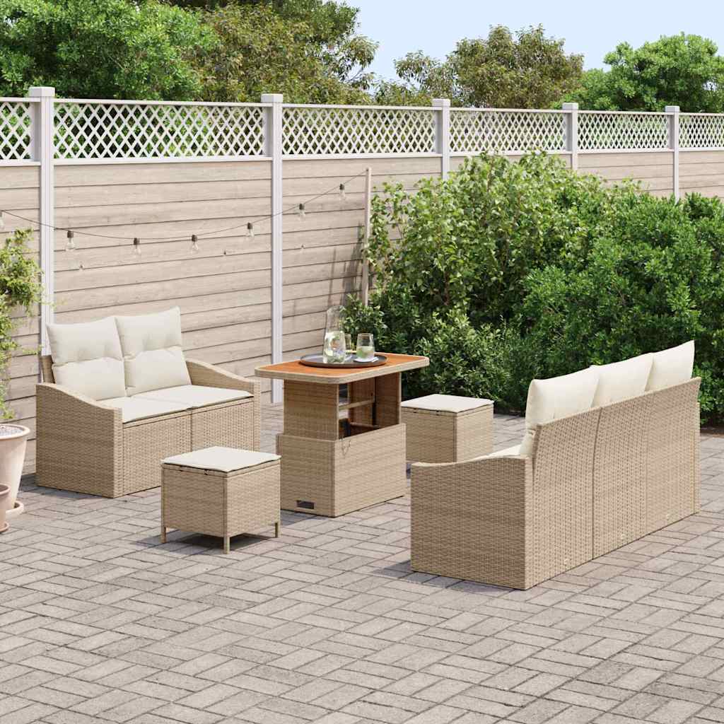 Tuin Sofa Set 8 st 7-Aantal zitplaatsen Beige en Crème