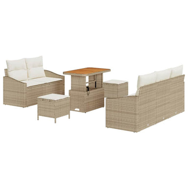 Tuin Sofa Set 8 st 7-Aantal zitplaatsen Beige en Crème
