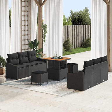 Tuin Sofa Set 9 st 8-Aantal zitplaatsen Zwart