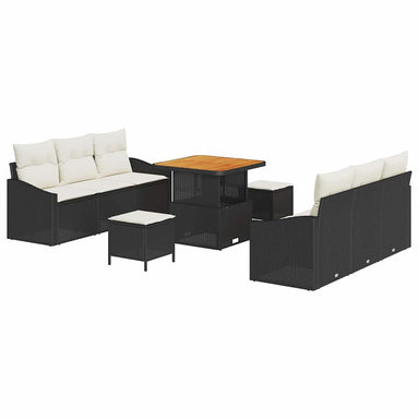 Tuin Sofa Set 9 st 8-Aantal zitplaatsen Zwart en Crème