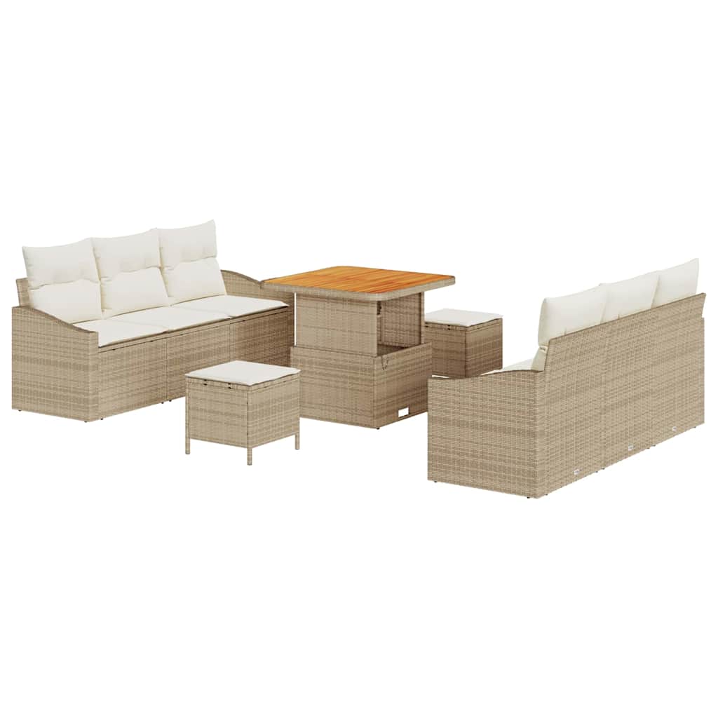Tuin Sofa Set 9 st 8-Aantal zitplaatsen Beige en Crème