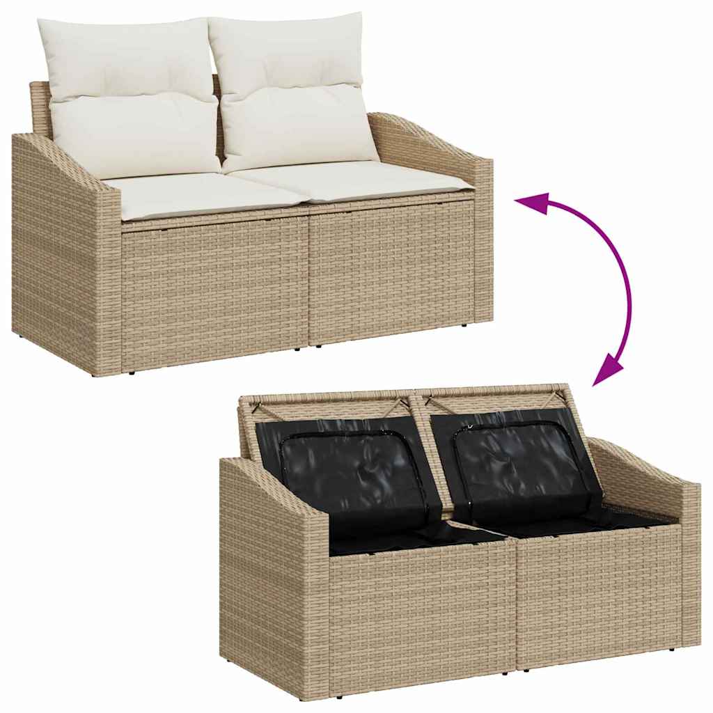 Tuin Sofa Set 9 st 8-Aantal zitplaatsen Beige en Crème