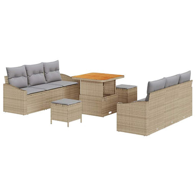 Tuin Sofa Set 9 st 8-Aantal zitplaatsen Beige en Licht Grijs