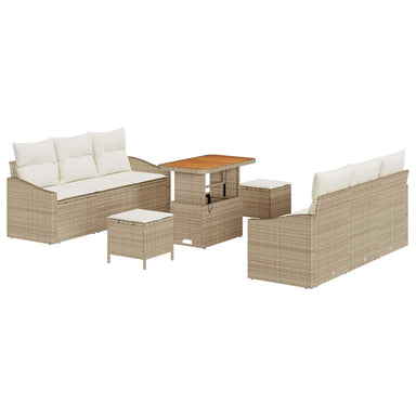 Tuin Sofa Set met kussen met opslag 9 pcs Beige en Crème