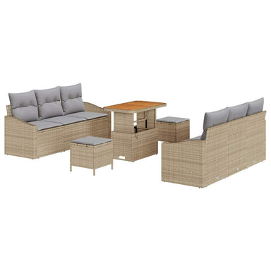 Tuin Sofa Set 9 st 8-Aantal zitplaatsen Beige en Licht Grijs