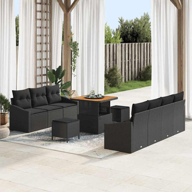 Tuin Sofa Set 10 st 9-Aantal zitplaatsen Zwart