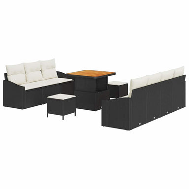 Tuin Sofa Set 10 st 9-Aantal zitplaatsen Zwart en Crème