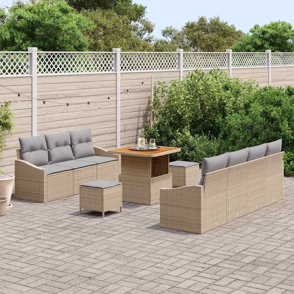 Tuin Sofa Set 10 st 9-Aantal zitplaatsen Beige en Licht Grijs
