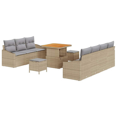 Tuin Sofa Set 10 st 9-Aantal zitplaatsen Beige en Licht Grijs