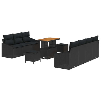 Tuin Sofa Set 10 st 9-Aantal zitplaatsen Zwart
