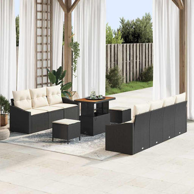 Tuin Sofa Set 10 st 9-Aantal zitplaatsen Zwart en Crème