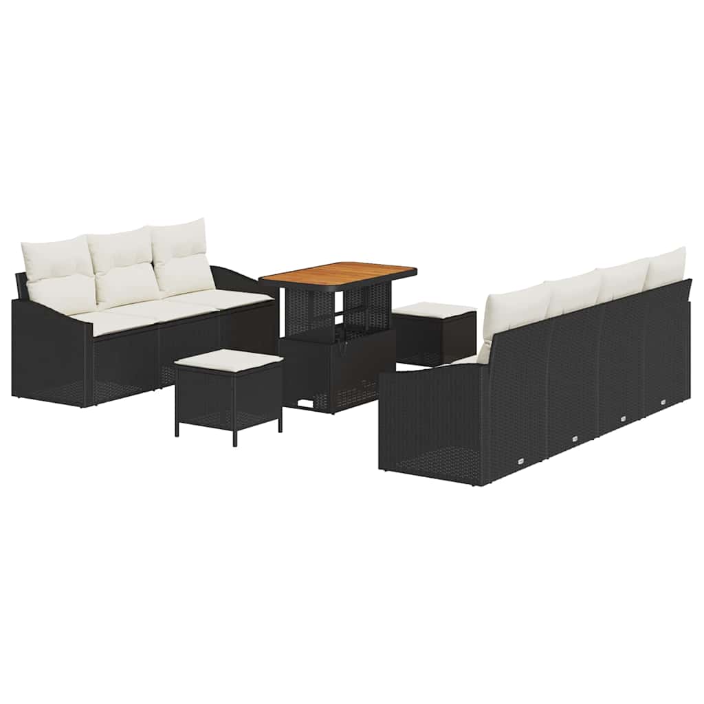 Tuin Sofa Set 10 st 9-Aantal zitplaatsen Zwart en Crème