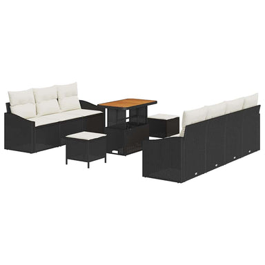 Tuin Sofa Set 10 st 9-Aantal zitplaatsen Zwart en Crème