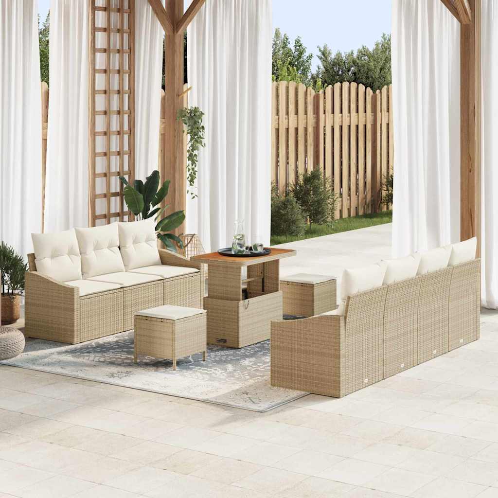 Tuin Sofa Set 10 st 9-Aantal zitplaatsen Beige en Crème