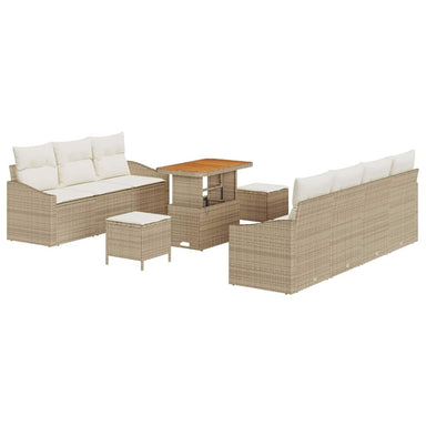 Tuin Sofa Set 10 st 9-Aantal zitplaatsen Beige en Crème