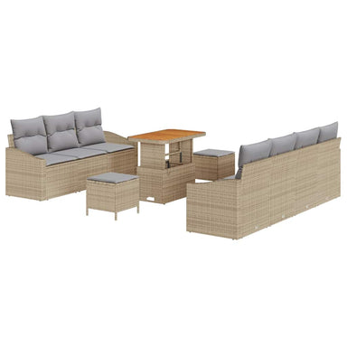 Tuin Sofa Set 10 st 9-Aantal zitplaatsen Beige en Licht Grijs