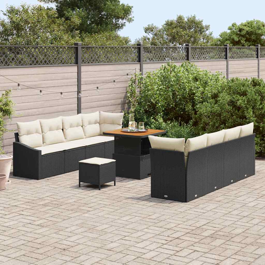 Tuin Sofa Set 11 st 10-Aantal zitplaatsen Zwart en Crème