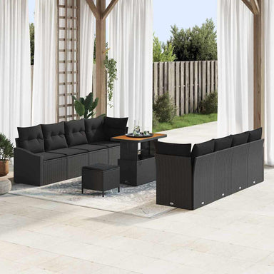 Tuin Sofa Set 11 st 10-Aantal zitplaatsen Zwart