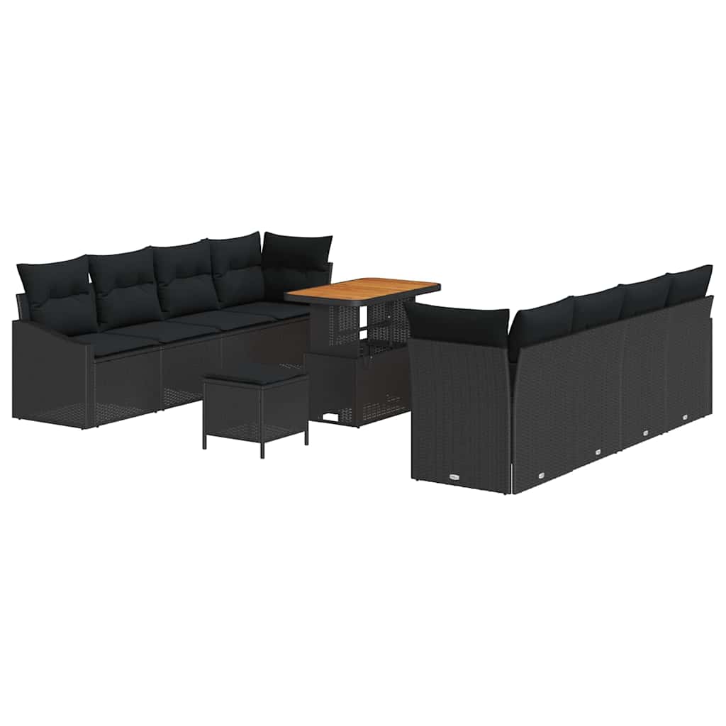 Tuin Sofa Set 11 st 10-Aantal zitplaatsen Zwart