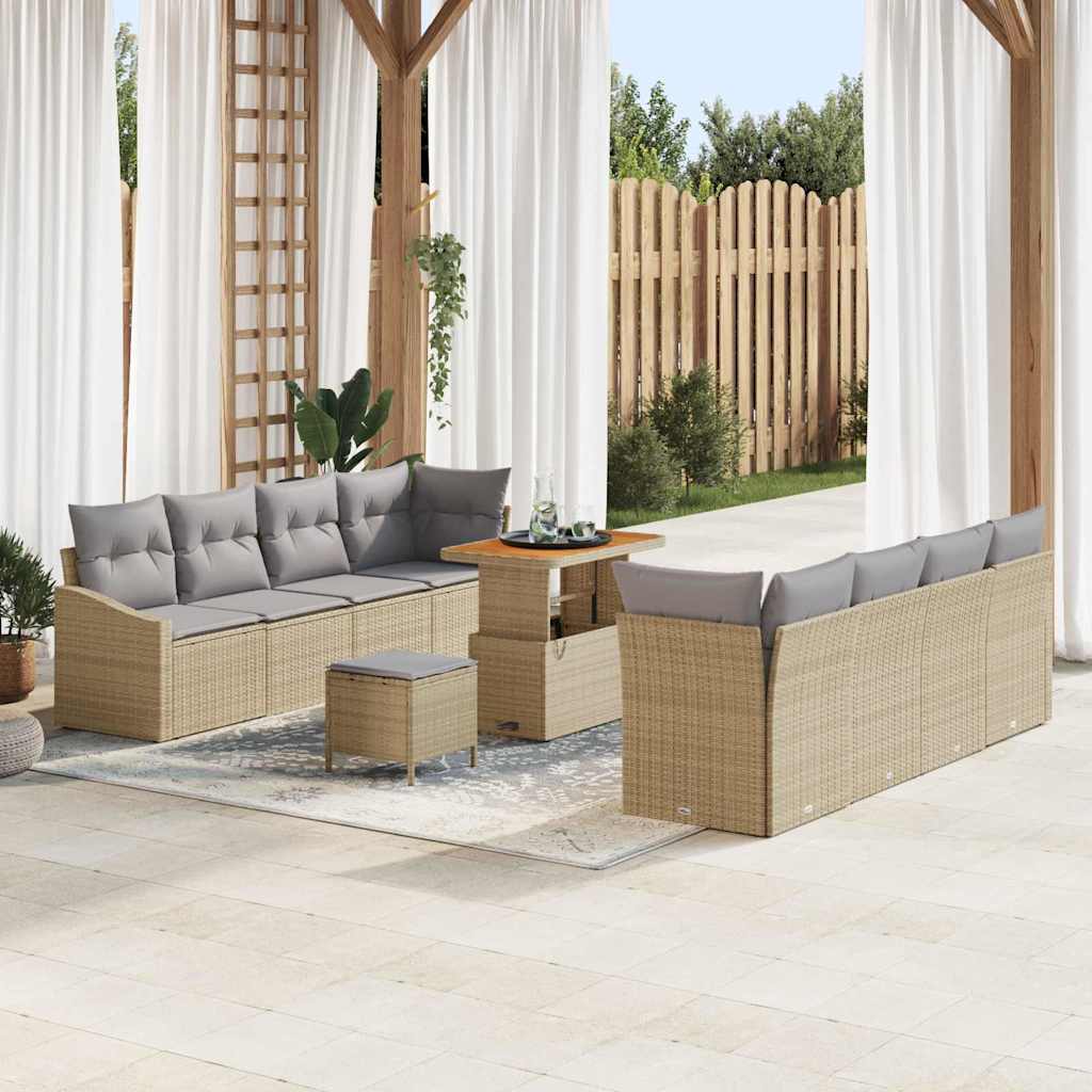 Tuin Sofa Set 11 st 10-Aantal zitplaatsen Beige en Licht Grijs