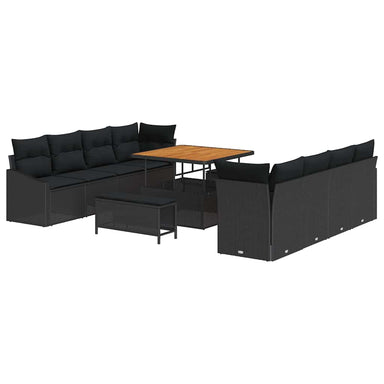 Tuin Sofa Set 11 st 10-Aantal zitplaatsen Zwart