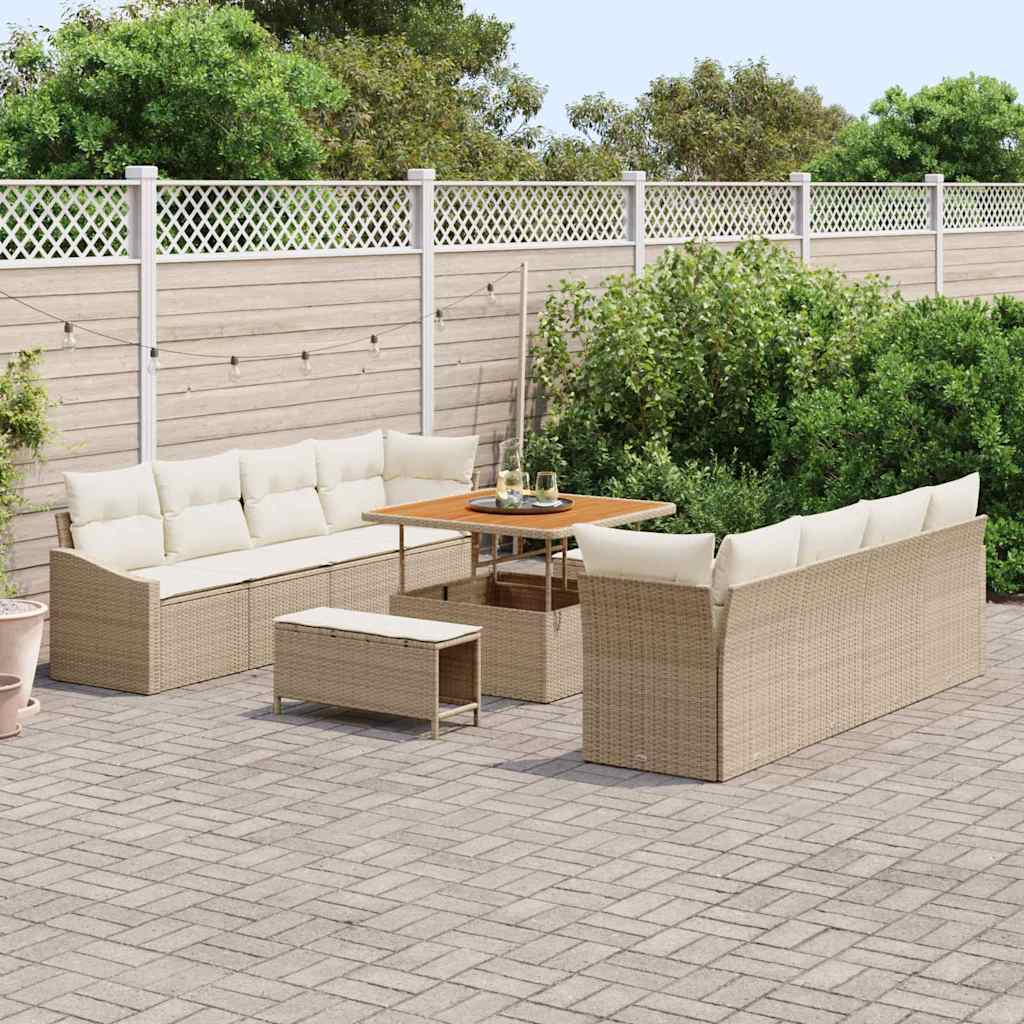 Tuin Sofa Set 11 st 10-Aantal zitplaatsen Beige en Crème
