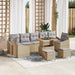 Tuinbankenset 10 st 9-Aantal zitplaatsen Beige Poly riet