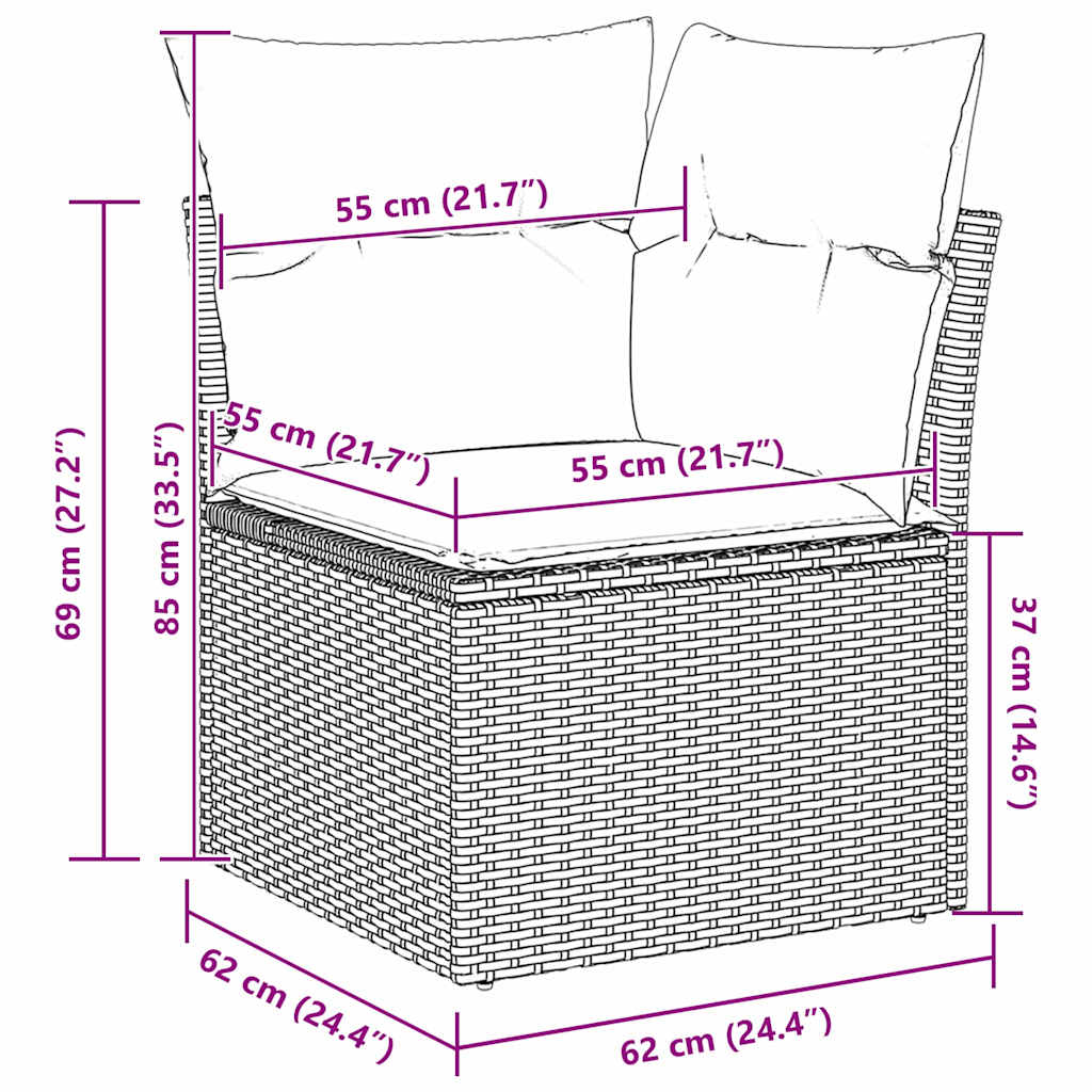 Tuinbankenset 8 st 7-Aantal zitplaatsen Beige Poly riet