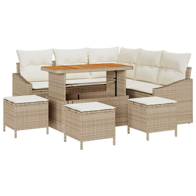 Tuinbankenset met kussen met opslag 9 pcs Beige Poly riet