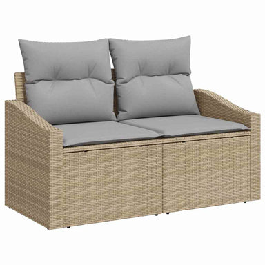 Tuinbankenset 9 st 8-Aantal zitplaatsen Beige Poly riet
