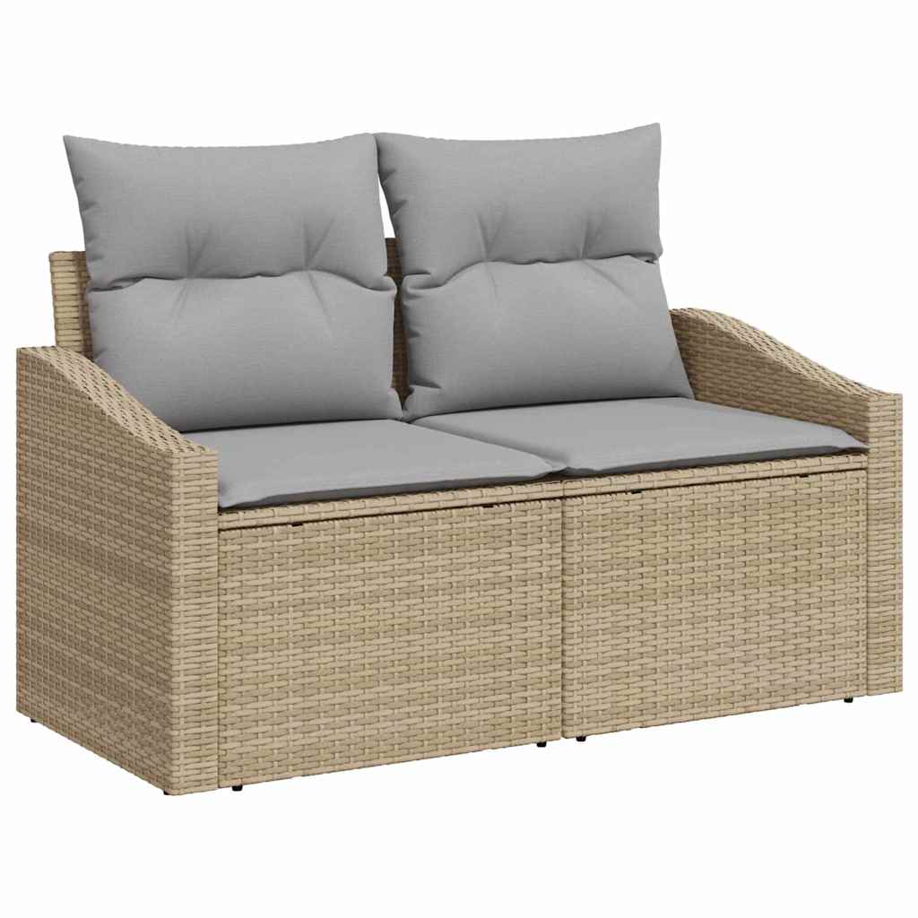 Tuinbankenset 9 st 7-Aantal zitplaatsen Beige Poly riet